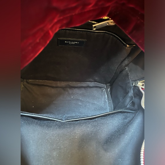 Yves Saint Laurent velvet backpack. Measures approx 9 1/2W x 13"H x 6"D - Picture 7 of 9